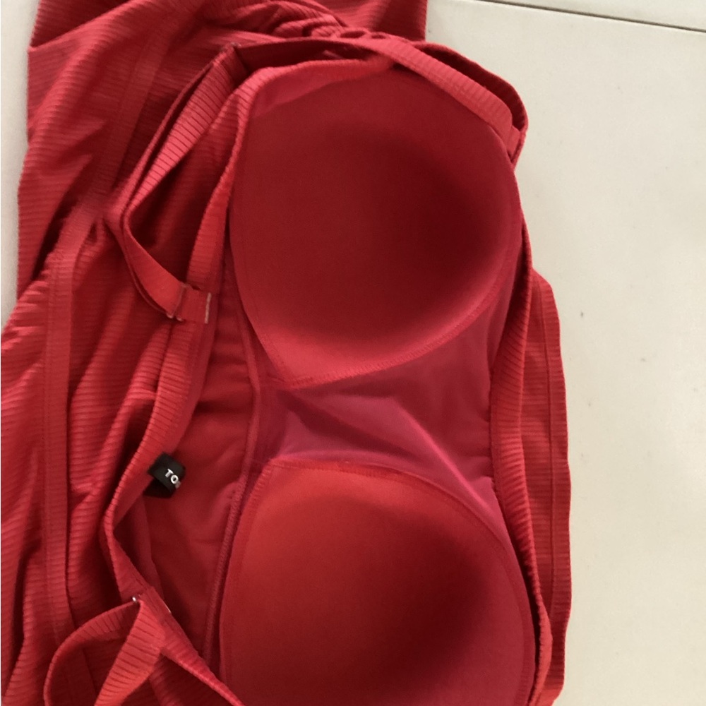 Torrid Vibrant Red Wireless Ribbed Strapless Swimtop - Picture 8 of 11